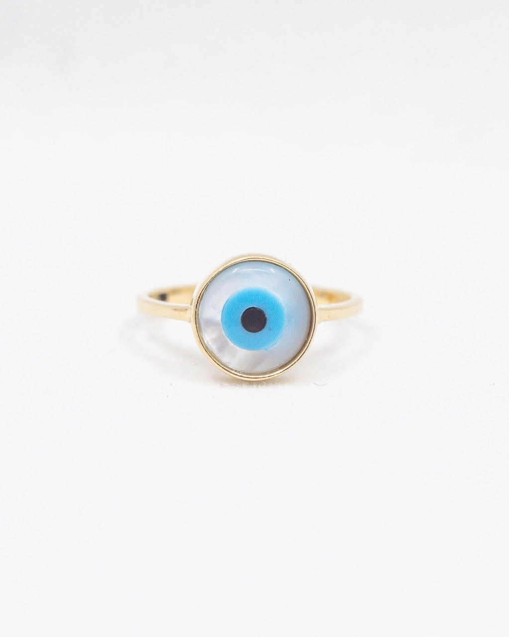 Evil Eye Simulated Sapphire Micro Pave Ring - .925 Sterling Silver Band, Sizes 5-10