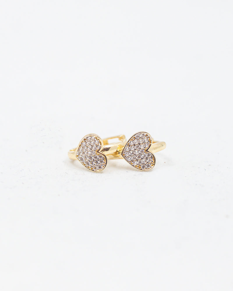 HEART HOOP EARRINGS 14K GOLD / CZ (12 mm)