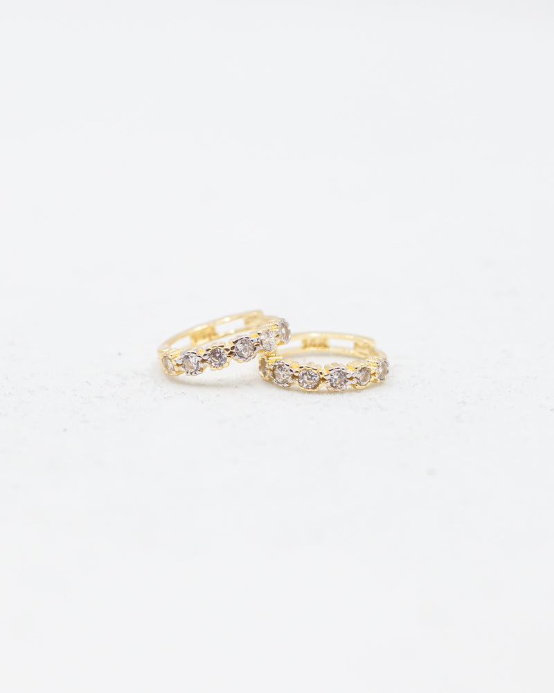 HUGGIE EARRINGS 14K GOLD / CZ (12 mm)