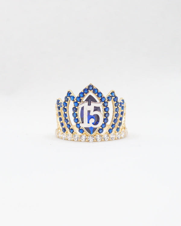 Quince Años Crown Ring 14k Gold / CZ (Color CZ Option)