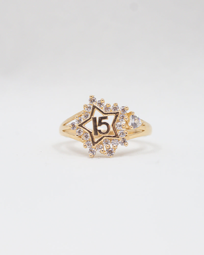 Quince Años Star Ring 14k Gold /CZ (size option)