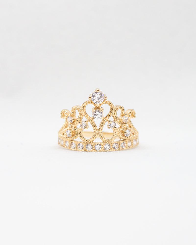 Crown Ring 14k Gold / CZ (size option)