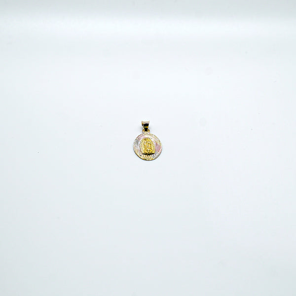 Virgen de Guadalupe Medallion Three Tone  Gold | 14k Gold | 17mm - $90