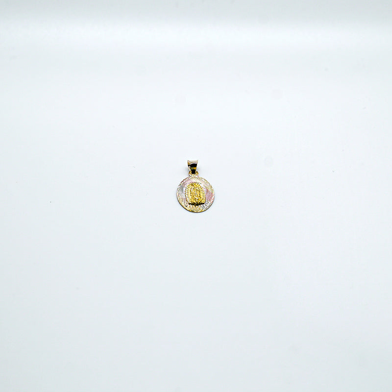Virgen de Guadalupe Medallion Three Tone  Gold | 14k Gold | 17mm - $90