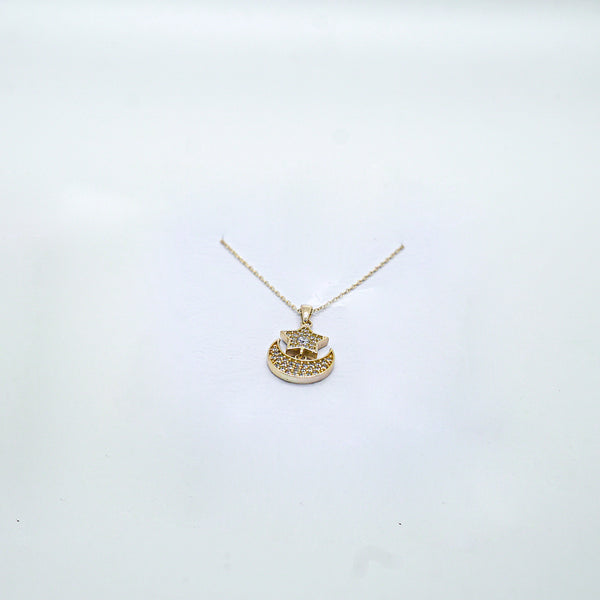 Star & Moon necklace 14k Gold 16-18''  Adjustable - $230